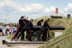 Halifax Citadel Guards Getting Ready To Fire Noon Cannon