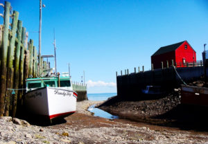 Low tide at Halls Harbor wharf